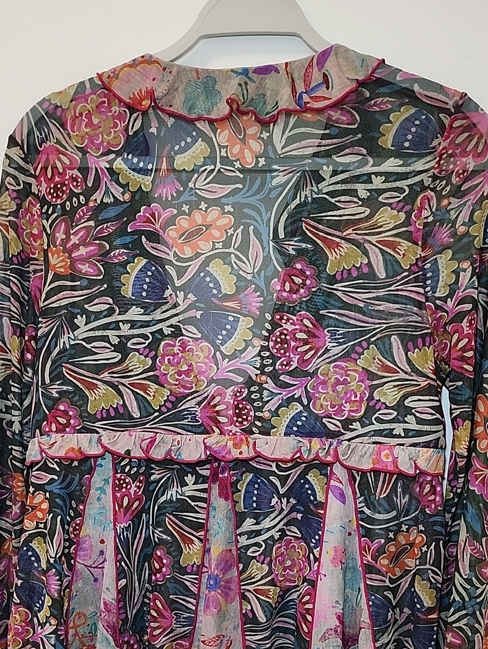 Natural Life ruffle mesh boho blouse with bell sleeves Size Meduim - Picture 10 of 16
